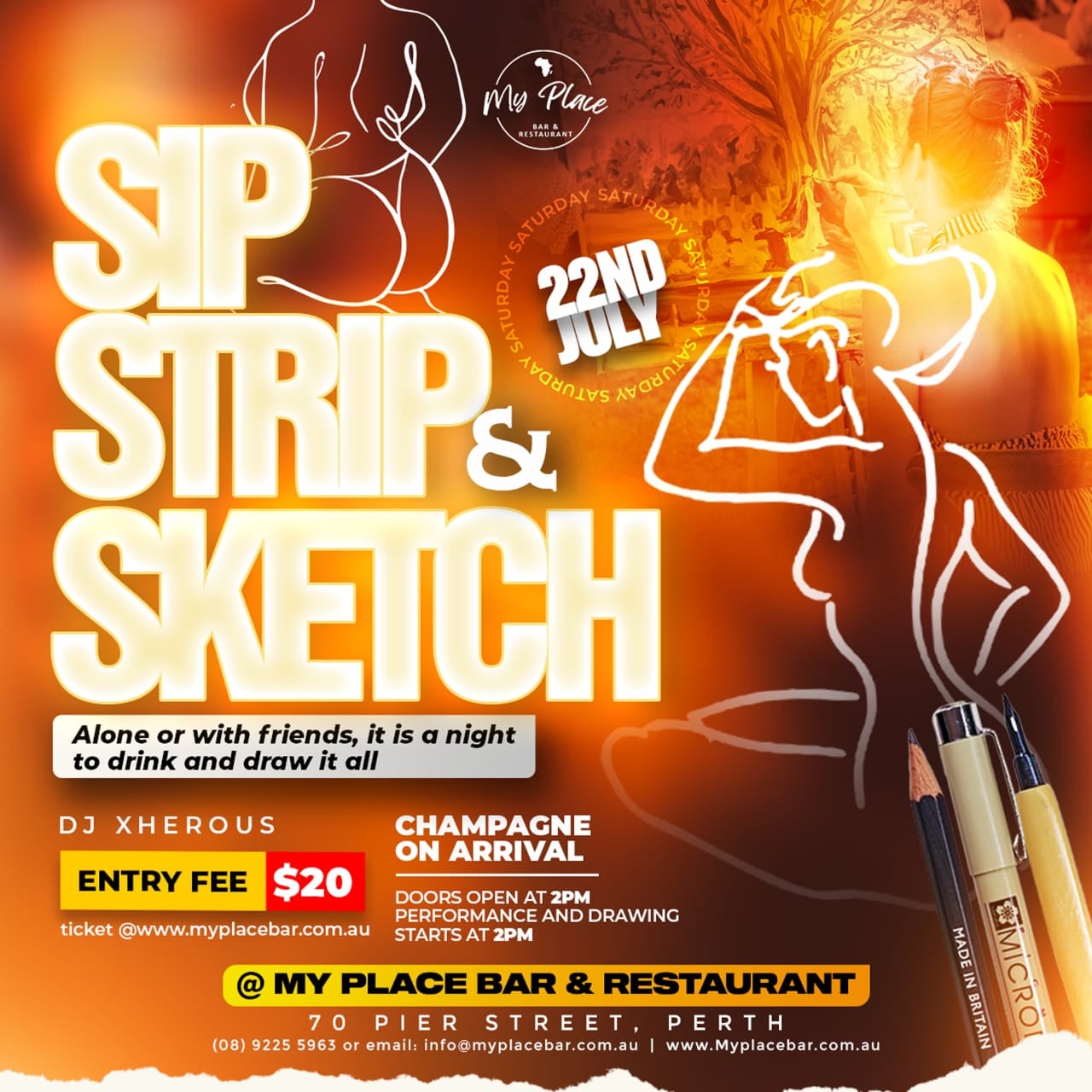 Unleash Your Creativity At Sip Strip And Sketch Join Our Nude Life Drawing Event My Place